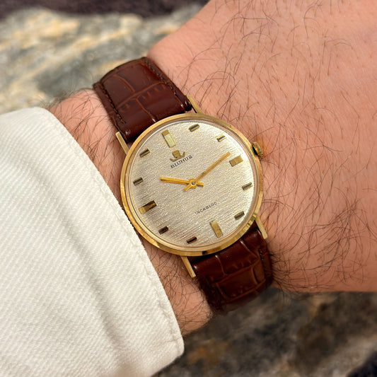 BLUMUS - 14K GOLD - BARK FINISH DIAL - NOS - 1960s