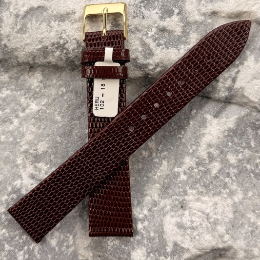 18mm - HERU - 1980s - NOS - COGNAC LIZARD GRAIN