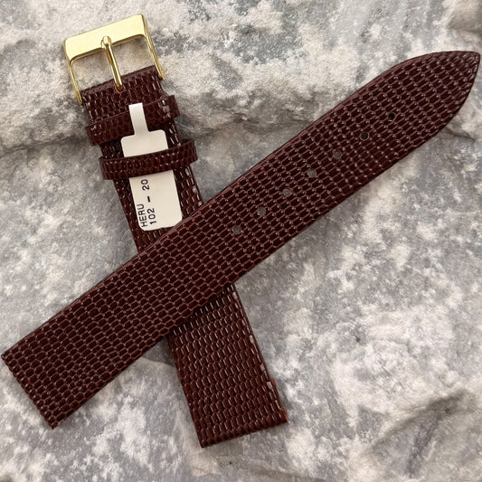 20mm - HERU - 1980s - NOS - COGNAC LIZARD GRAIN