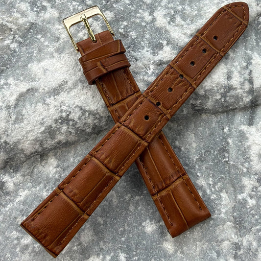 16mm - HERU - 1980s - NOS - HONEY COGNAC CROCODILE GRAIN