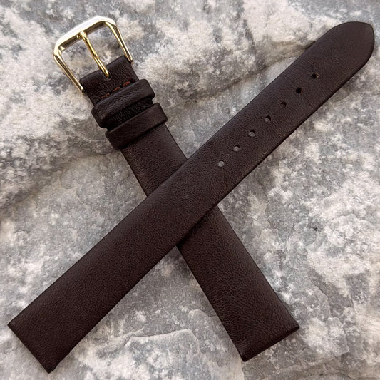 16mm - HERU - 1980s - NOS - DARK CHOCOLATE NAPPA LEATHER