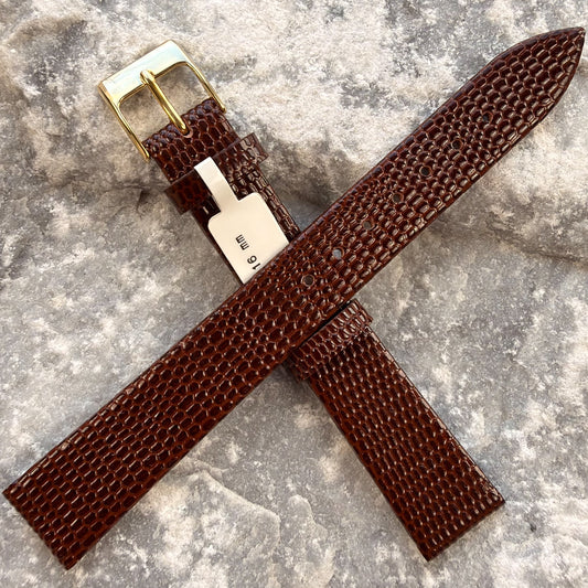 16mm - HERU - 1980s - NOS - COGNAC LIZARD GRAIN