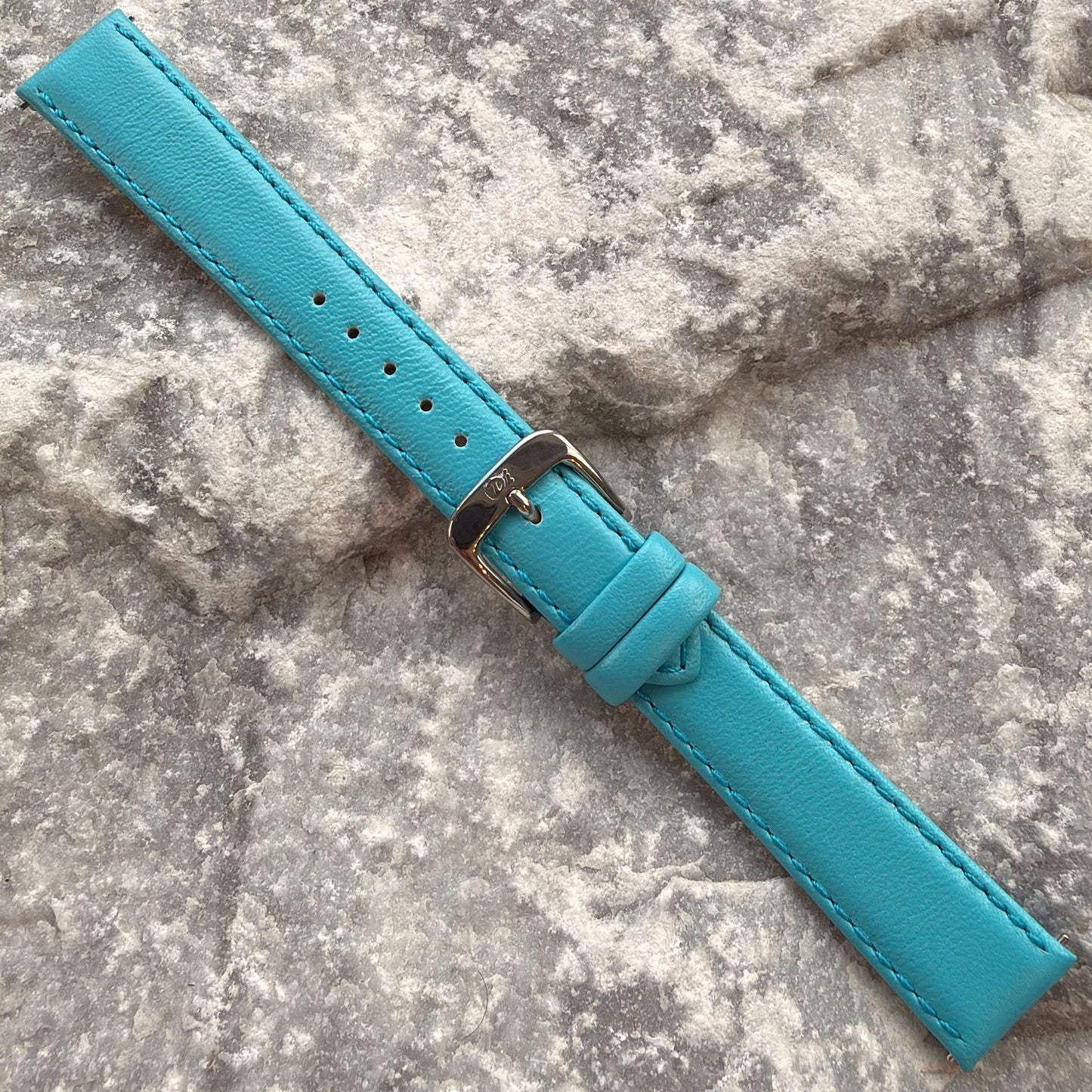 16mm - DI-MODELL - 2000s - NOS - TIFFANY BLUE SOFT LEATHER - HANDMADE - QUICK-RELEASE