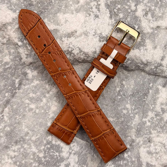 18mm - HERU - 1990s - NOS - HONEY COGNAC CROCODILE GRAIN