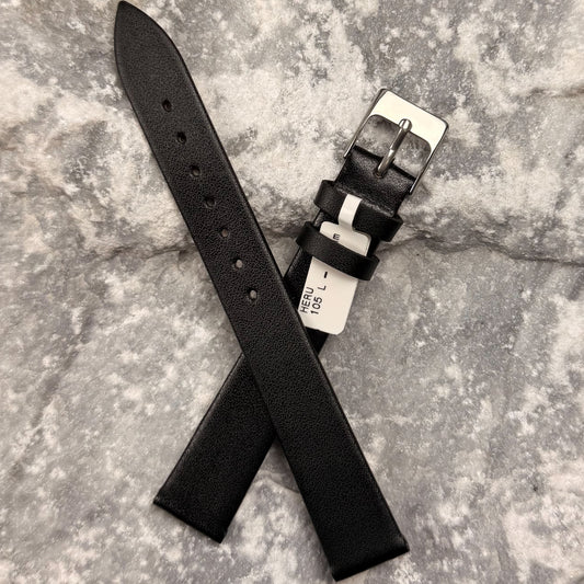 16mm - HERU - 1980s - NOS - BLACK FINE GRAIN LEATHER