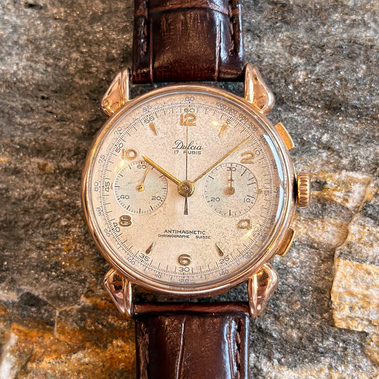 DULCIA CHRONOGRAPHE SUISSE - 18К GOLD - 1950s