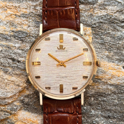 BLUMUS - 14K GOLD - BARK FINISH DIAL - NOS - 1960s