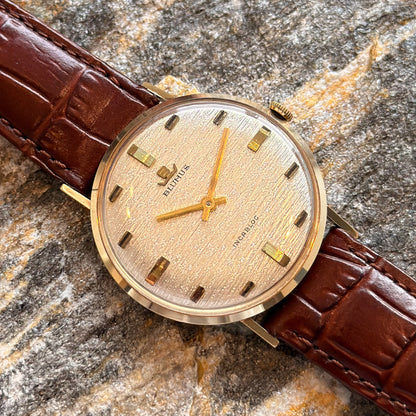 BLUMUS - 14K GOLD - BARK FINISH DIAL - NOS - 1960s