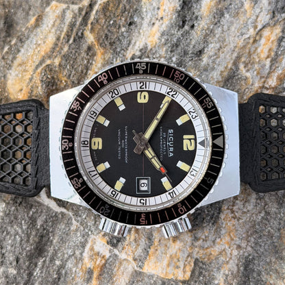 SICURA SUPERWATERPROOF 400 - TWIN CROWN DIVER COMPRESSOR - 1968