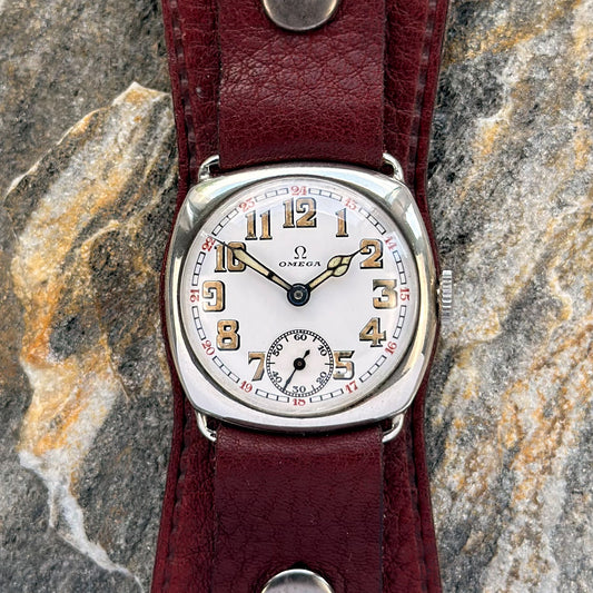 OMEGA CUSHION - COIN SILVER 0.900 - 1923 - RARE CONDITION