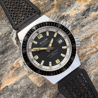 SICURA SUPERWATERPROOF 400 - TWIN CROWN DIVER COMPRESSOR - 1968