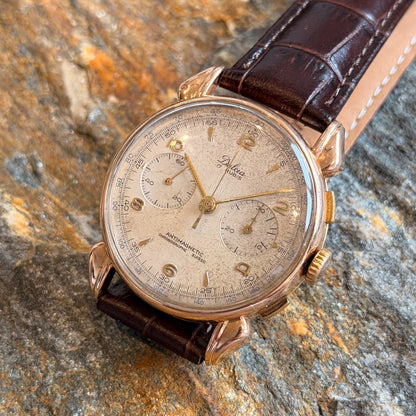 DULCIA CHRONOGRAPHE SUISSE - 18К GOLD - 1950s
