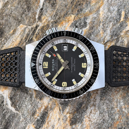 SICURA SUPERWATERPROOF 400 - TWIN CROWN DIVER COMPRESSOR - 1968