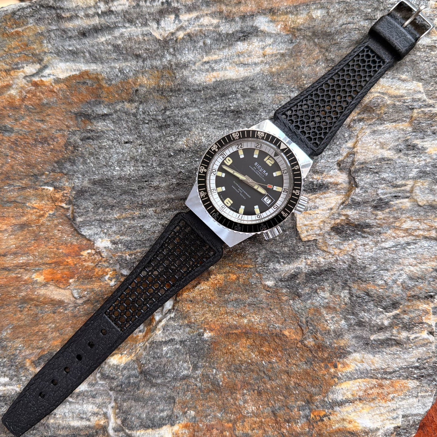 SICURA SUPERWATERPROOF 400 - TWIN CROWN DIVER COMPRESSOR - 1968