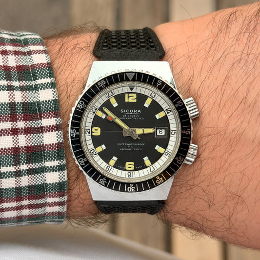 SICURA SUPERWATERPROOF 400 - TWIN CROWN DIVER COMPRESSOR - 1968