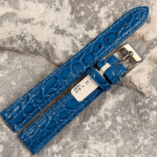 16mm - HERU - 1980s - NOS - AZURE BLUE CROCODILE GRAIN