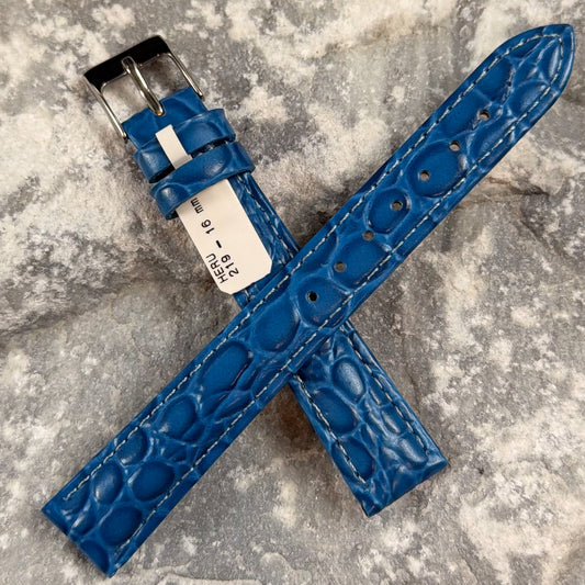 16mm - HERU - 1980s - NOS - AZURE BLUE CROCODILE GRAIN