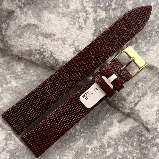 18mm - HERU - 1980s - NOS - COGNAC LIZARD GRAIN