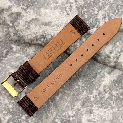 18mm - HERU - 1980s - NOS - COGNAC LIZARD GRAIN
