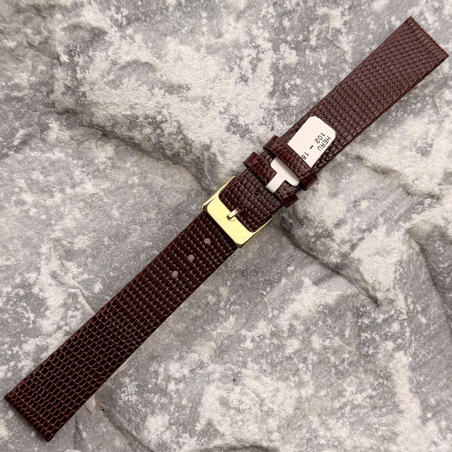 18mm - HERU - 1980s - NOS - COGNAC LIZARD GRAIN