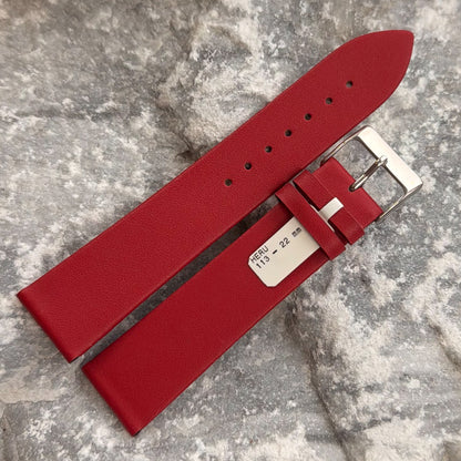 22mm - HERU - 1980s - NOS - FERRARI RED SMOOTH LEATHER