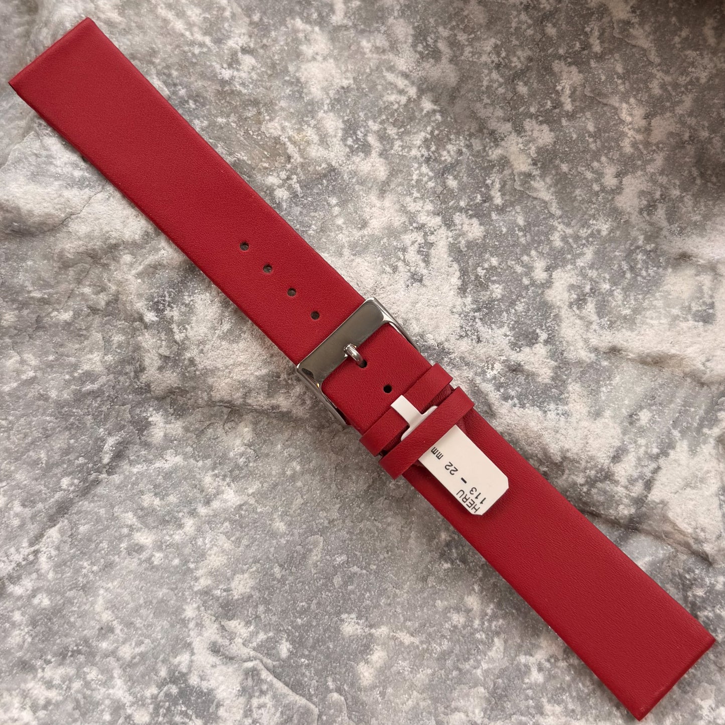 22mm - HERU - 1980s - NOS - FERRARI RED SMOOTH LEATHER
