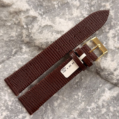 20mm - HERU - 1980s - NOS - COGNAC LIZARD GRAIN