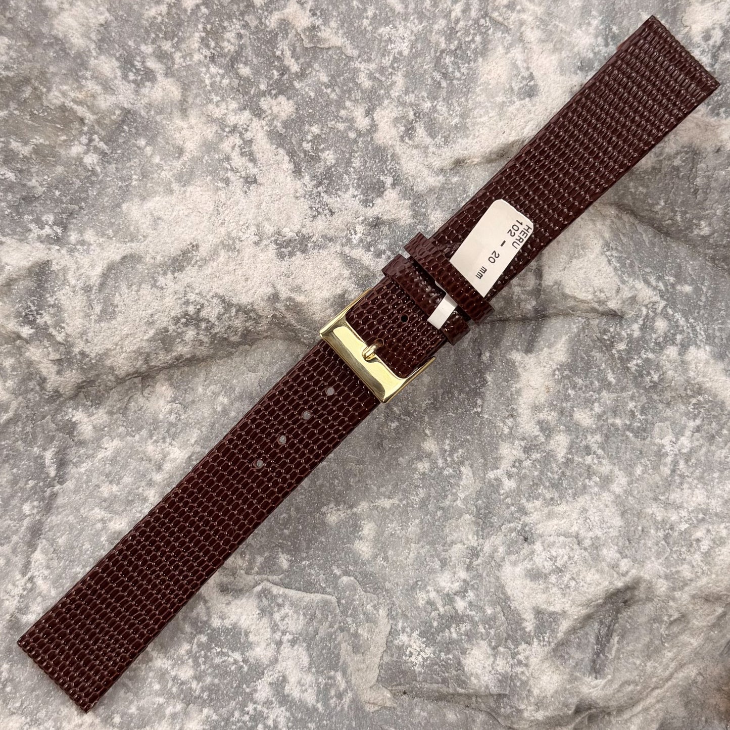 20mm - HERU - 1980s - NOS - COGNAC LIZARD GRAIN