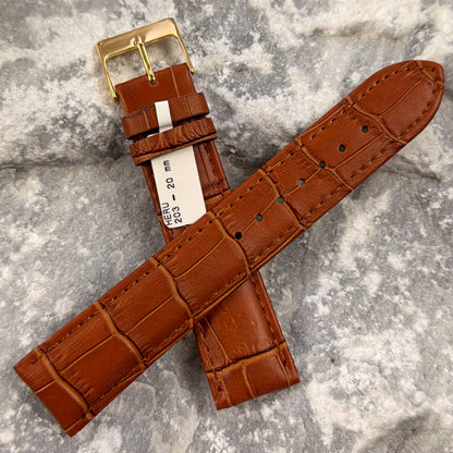 20mm - HERU - 1980s - NOS - HONEY COGNAC CROCODILE GRAIN