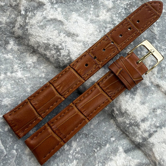 16mm - HERU - 1980s - NOS - HONEY COGNAC CROCODILE GRAIN