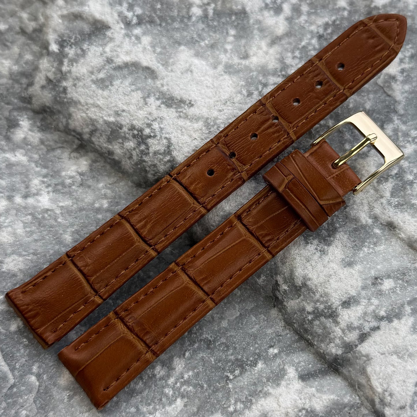 16mm - HERU - 1980s - NOS - HONEY COGNAC CROCODILE GRAIN