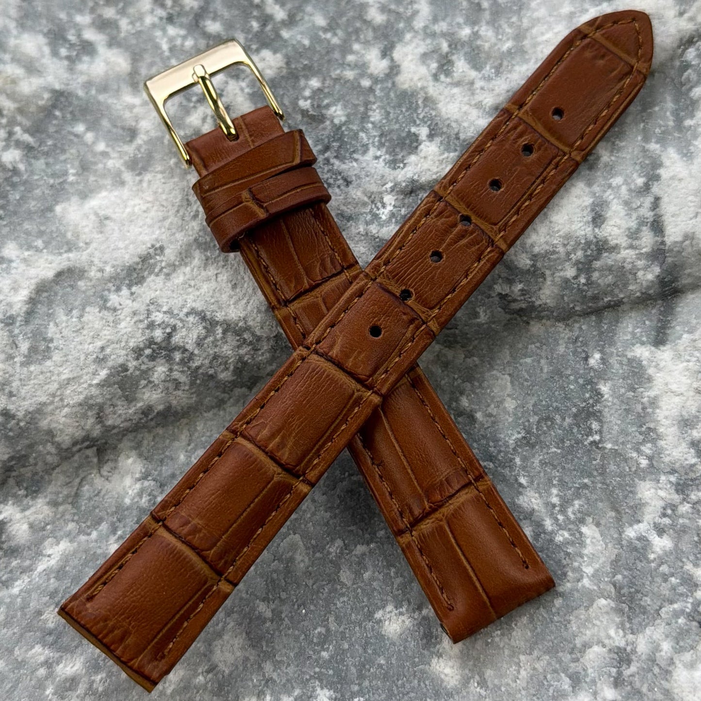 16mm - HERU - 1980s - NOS - HONEY COGNAC CROCODILE GRAIN