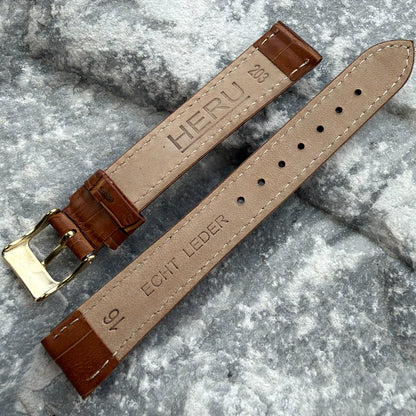 16mm - HERU - 1980s - NOS - HONEY COGNAC CROCODILE GRAIN