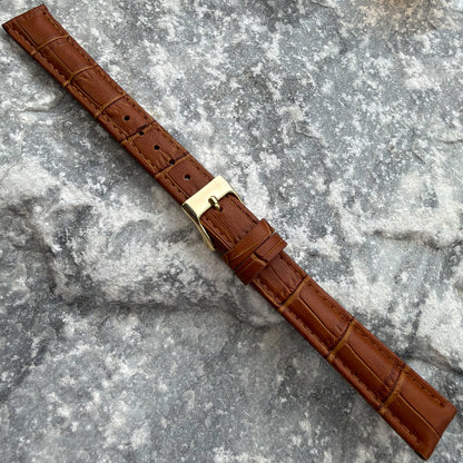 16mm - HERU - 1980s - NOS - HONEY COGNAC CROCODILE GRAIN