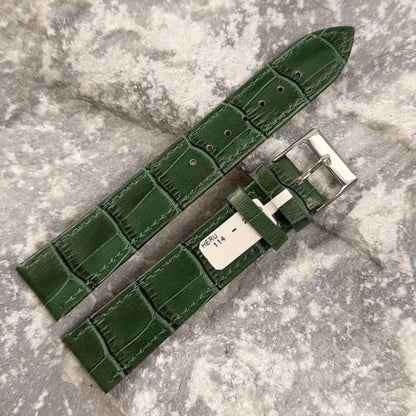 20mm - HERU - 1980s - NOS - FOREST GREEN CROCODILE GRAIN