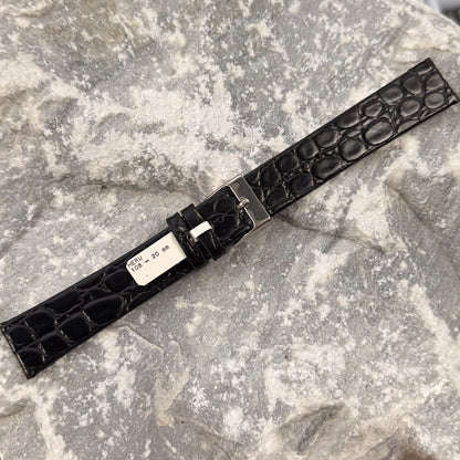 20mm - HERU - 1980s - NOS - CLASSIC BLACK CROCODILE GRAIN
