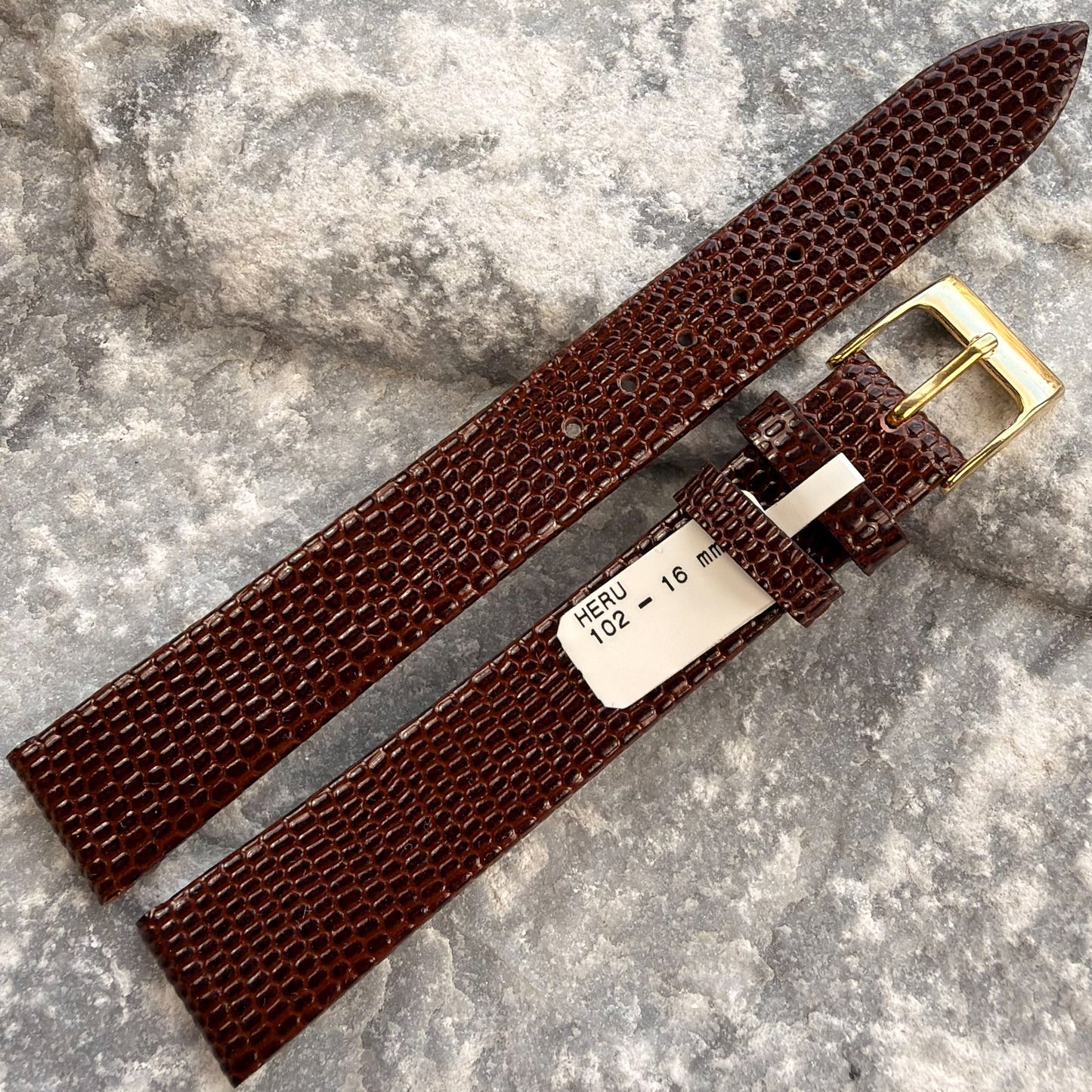16mm - HERU - 1980s - NOS - COGNAC LIZARD GRAIN