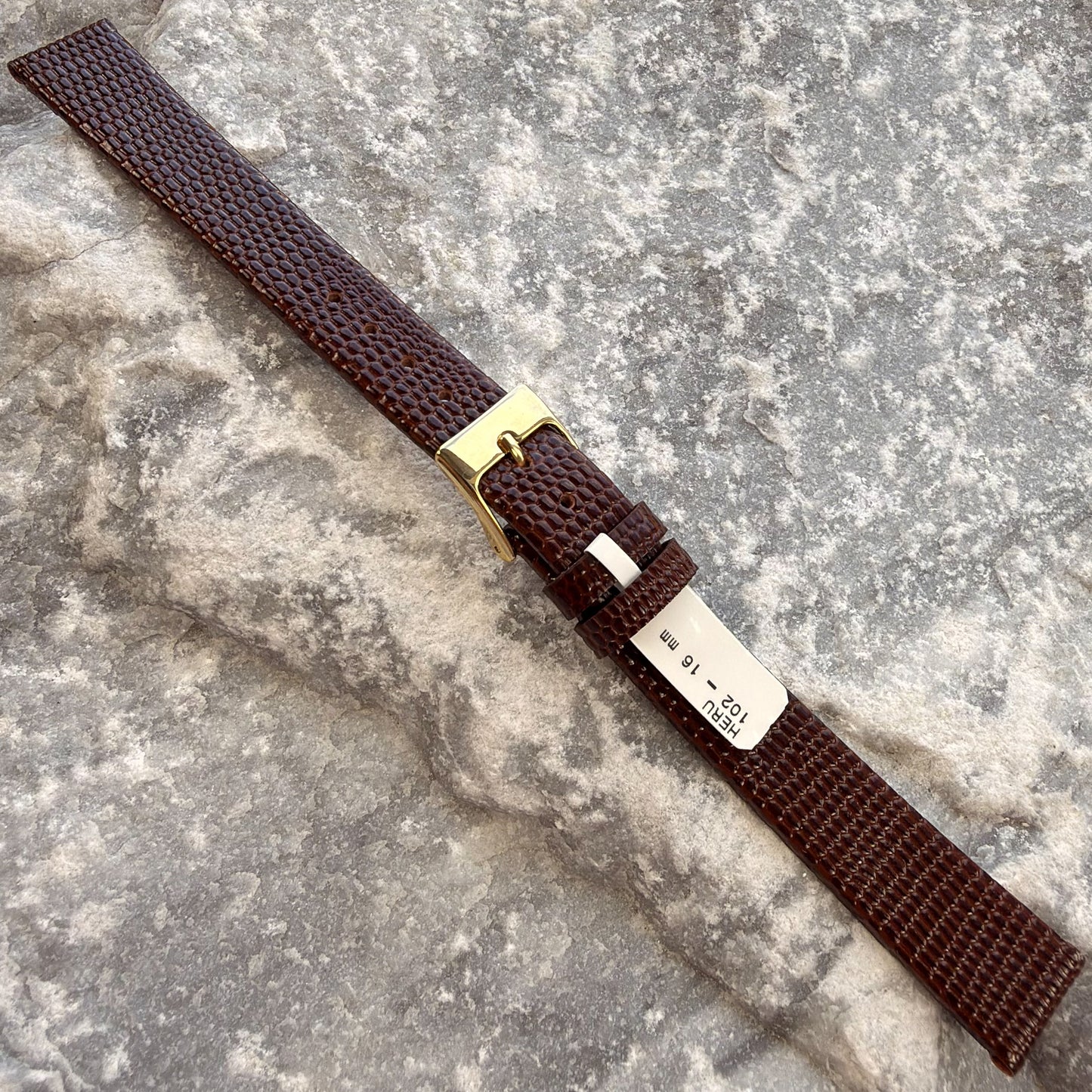 16mm - HERU - 1980s - NOS - COGNAC LIZARD GRAIN