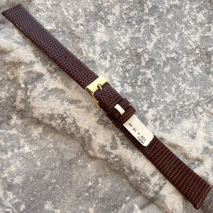 16mm - HERU - 1980s - NOS - COGNAC LIZARD GRAIN