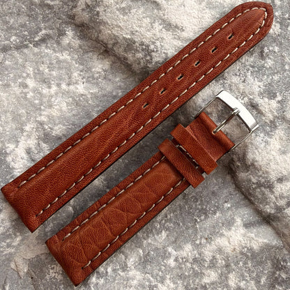 18mm - GERMAN ARTISAN - 1970s - NOS - SHRUNKEN GRAIN LEATHER