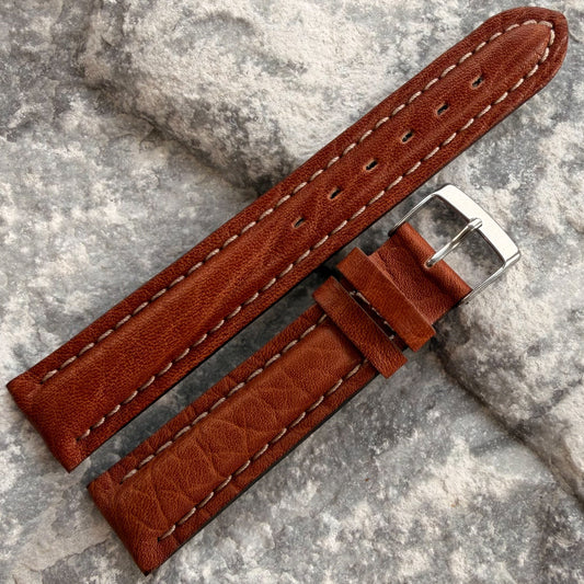 18mm - GERMAN ARTISAN - 1970s - NOS - SHRUNKEN GRAIN LEATHER