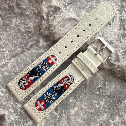 18mm - SWISS ALPINE FOLK ART - 1970s - NOS - EDELWEISS & SWISS CROSS