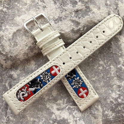 18mm - SWISS ALPINE FOLK ART - 1970s - NOS - EDELWEISS & SWISS CROSS