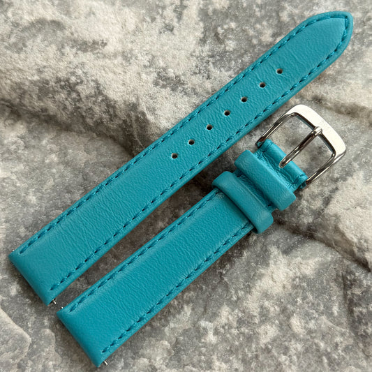 16mm - DI-MODELL - 2000s - NOS -  TIFFANY BLUE SOFT LEATHER - HANDMADE - QUICK-RELEASE