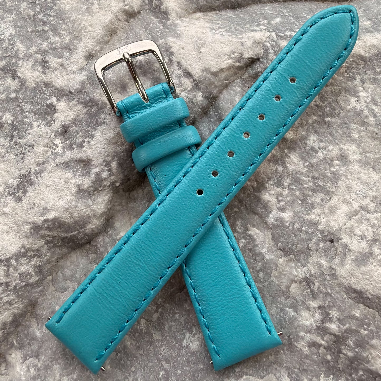 16mm - DI-MODELL - 2000s - NOS -  TIFFANY BLUE SOFT LEATHER - HANDMADE - QUICK-RELEASE