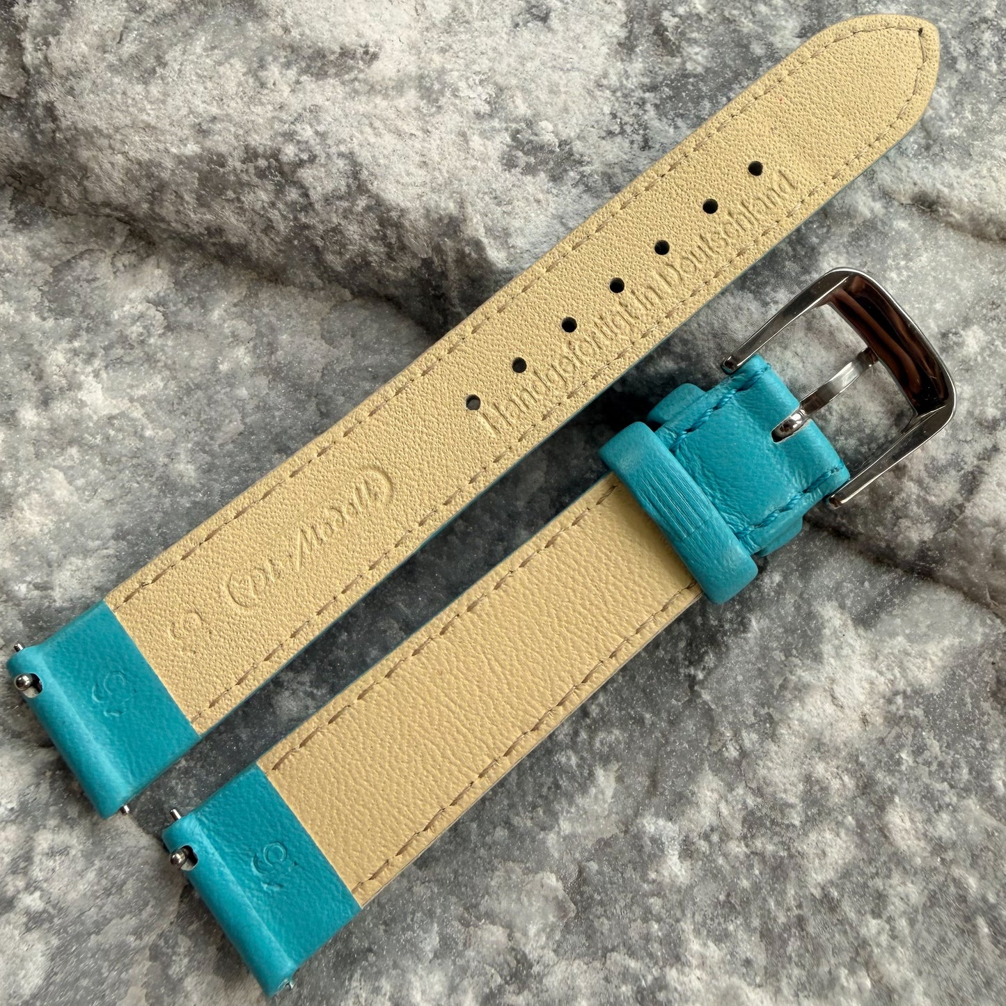 16mm - DI-MODELL - 2000s - NOS -  TIFFANY BLUE SOFT LEATHER - HANDMADE - QUICK-RELEASE