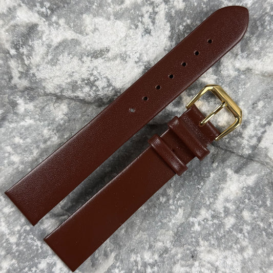 18mm - HERU - 1990s - NOS - MAHOGANY SMOOTH LEATHER
