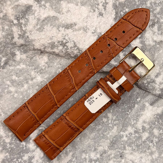 18mm - HERU - 1990s - NOS - HONEY COGNAC CROCODILE GRAIN