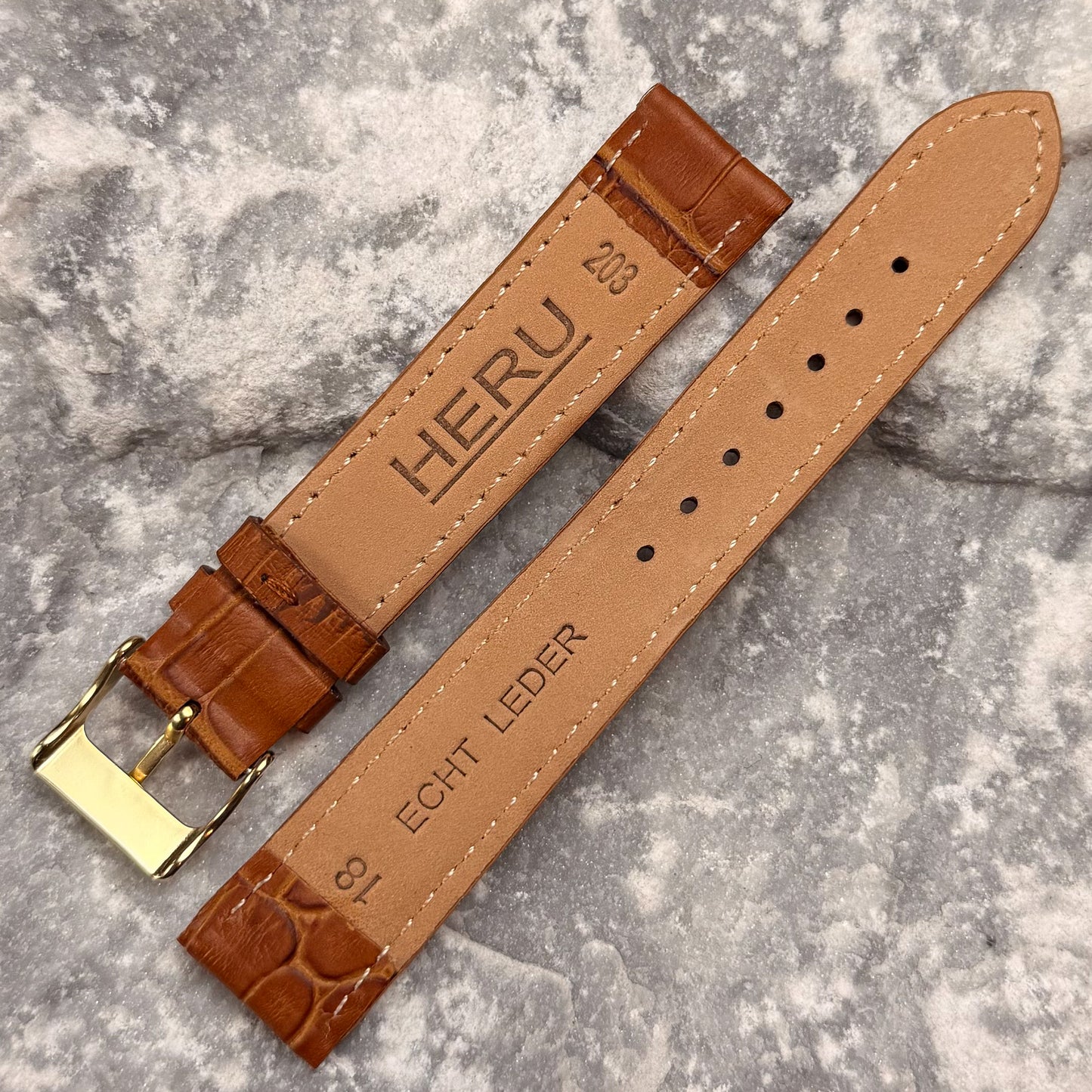 18mm - HERU - 1990s - NOS - HONEY COGNAC CROCODILE GRAIN