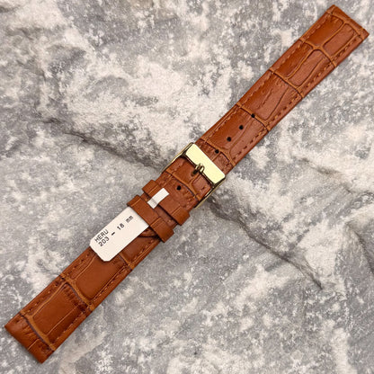 18mm - HERU - 1990s - NOS - HONEY COGNAC CROCODILE GRAIN